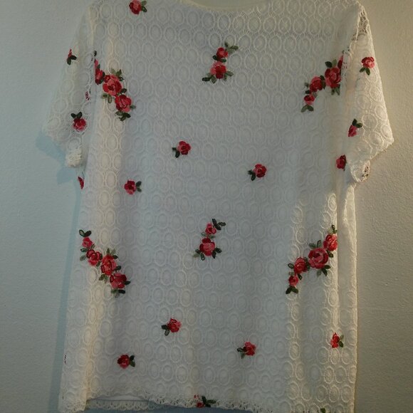 Calvin Klein Women’s White Lace Overlay Top Size XL - Picture 4 of 8